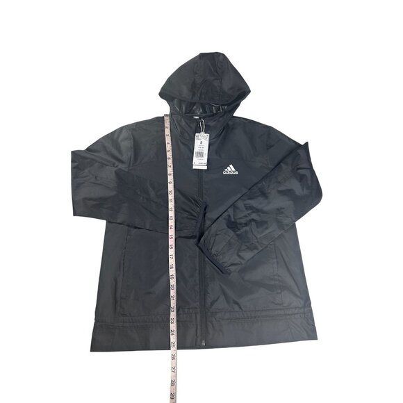 Adidas Windbreaker Women's Small Black Windy RDY Aeroready Hood Jacket Zip NEW - Picture 4 of 8
